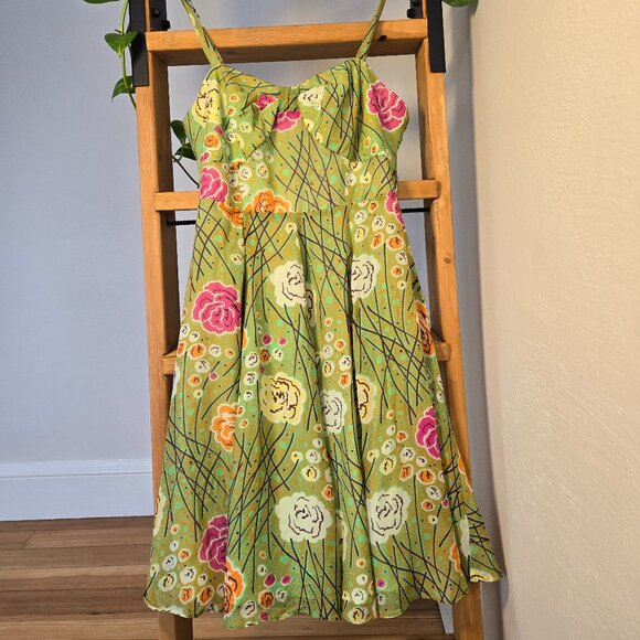 Anthropologie Dresses & Skirts - Anthropologie Girls from Savoy Sculptural Floral Midi Dress Garden Party Retro 2